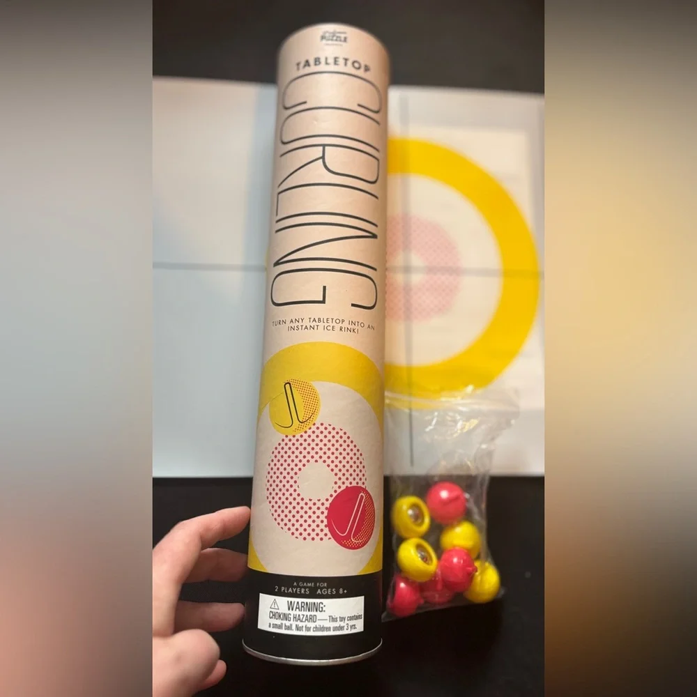 Tabletop Curling Game Set - Yellow and Red